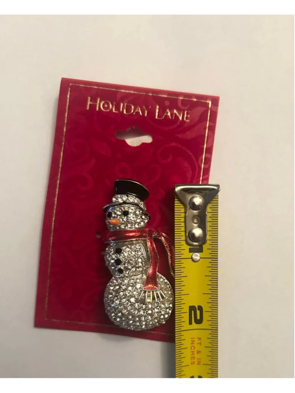Holiday Lane Women's Snowman Brooch Pin One Size Silver Red